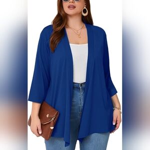 Notation Women's Cardigan with White Top Royal Blue Color, Talla XL (Academia)